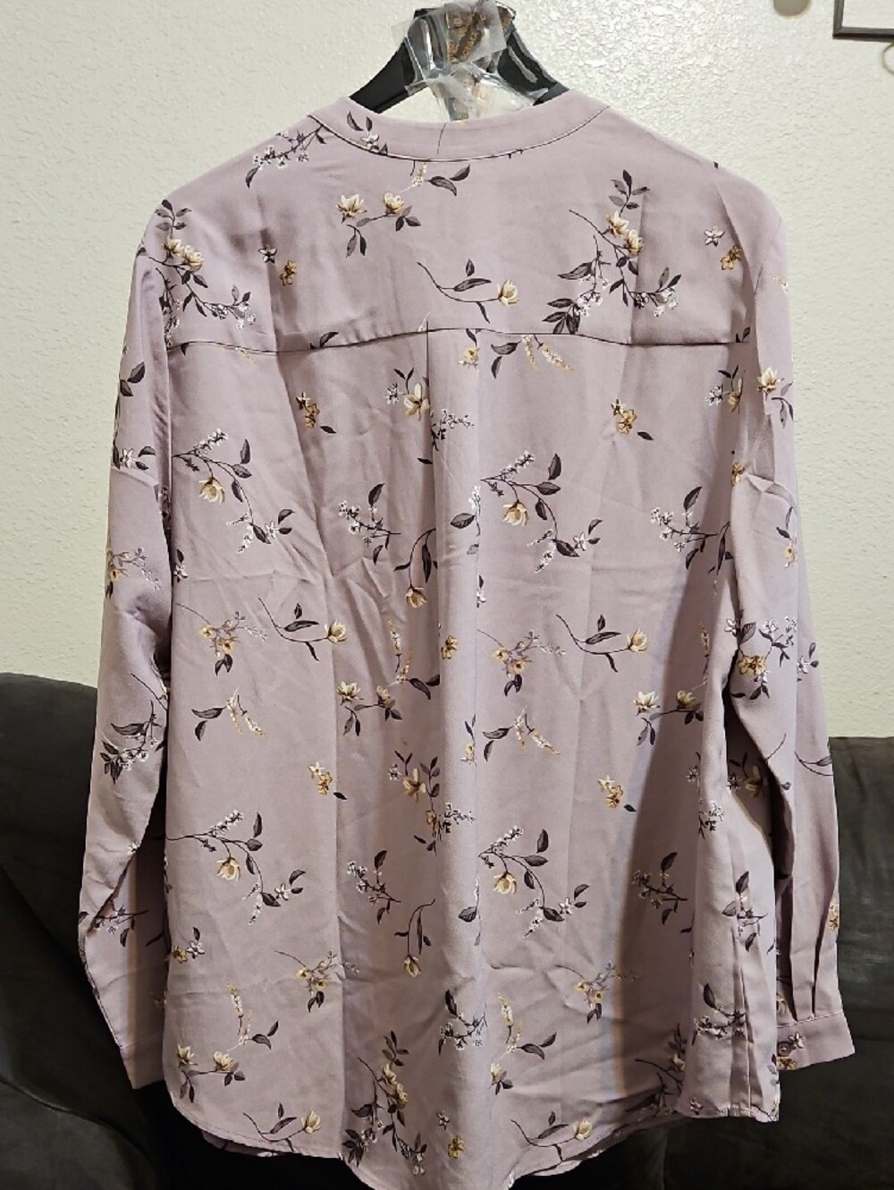 Hilary Radley Lavender Floral V-Neck Long-Sleeve Blouse - Picture 3 of 5